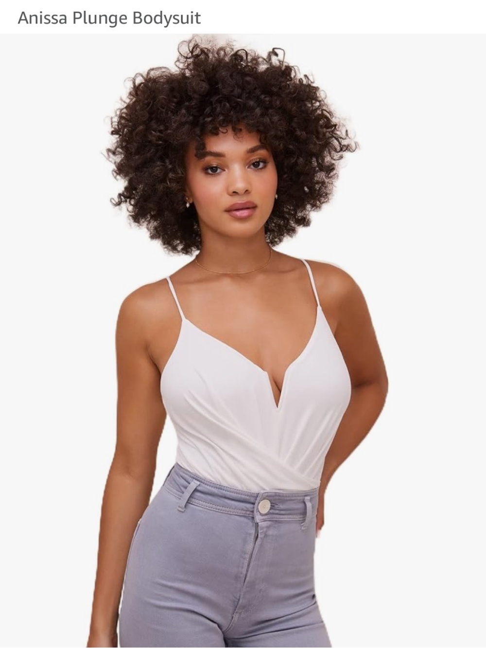 Astr Anissa Plunge Bodysuit - White